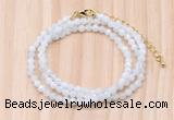 GMN7251 4mm faceted round tiny white moonstone beaded necklace jewelry