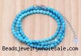 GMN7263 4mm faceted round turquoise beaded necklace jewelry