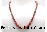 GMN7302 red jasper graduated beaded necklace & bracelet set