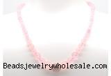 GMN7325 rose quartz graduated beaded necklace & bracelet set