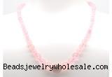 GMN7325 rose quartz graduated beaded necklace & bracelet set