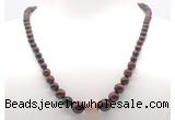 GMN7333 red tiger eye graduated beaded necklace & bracelet set