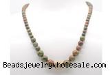 GMN7342 unakite gemstone graduated beaded necklace & bracelet set