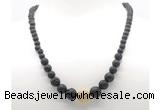 GMN7346 black lava graduated beaded necklace & bracelet set