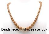 GMN7352 wooden jasper graduated beaded necklace & bracelet set