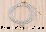 GMN7400 4mm faceted round tiny white jade beaded necklace with constellation charm