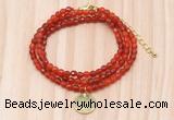 GMN7402 4mm faceted round tiny red agate beaded necklace with constellation charm