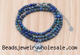 GMN7416 4mm faceted round tiny chrysocolla beaded necklace with constellation charm