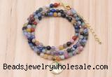 GMN7420 4mm faceted round tiny mixed gemstone beaded necklace with constellation charm