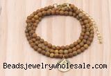 GMN7431 4mm faceted round tiny wooden jasper beaded necklace with constellation charm