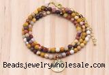 GMN7433 4mm faceted round tiny mookaite jasper beaded necklace with constellation charm