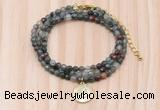 GMN7435 4mm faceted round tiny African bloodstone beaded necklace with constellation charm