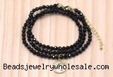 GMN7447 4mm faceted round tiny black spinel beaded necklace with constellation charm