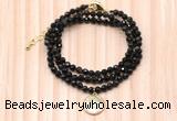 GMN7448 4mm faceted round tiny golden obsidian beaded necklace with constellation charm