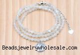 GMN7452 4mm faceted round tiny white moonstone beaded necklace with constellation charm