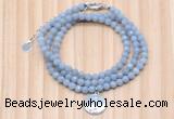 GMN7468 4mm faceted round blue angel skin beaded necklace with constellation charm