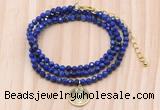 GMN7471 4mm faceted round lapis lazuli beaded necklace with constellation charm