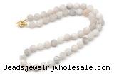 GMN7616 18 - 36 inches 8mm, 10mm matte white crazy lace agate beaded necklaces
