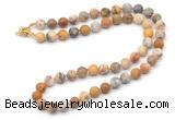 GMN7617 18 - 36 inches 8mm, 10mm matte yellow crazy lace agate beaded necklaces