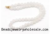 GMN7707 18 - 36 inches 8mm, 10mm round white jade beaded necklaces