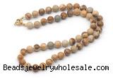 GMN7776 18 - 36 inches 8mm, 10mm round picture jasper beaded necklaces