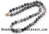 GMN7780 18 - 36 inches 8mm, 10mm round black water jasper beaded necklaces