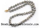GMN7781 18 - 36 inches 8mm, 10mm round dalmatian jasper beaded necklaces