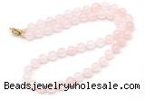 GMN7792 18 - 36 inches 8mm, 10mm round rose quartz beaded necklaces