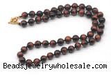 GMN7840 18 - 36 inches 8mm, 10mm round grade AA red tiger eye beaded necklaces