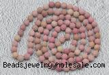 GMN913 Hand-knotted 8mm, 10mm matte pink fossil jasper 108 beads mala necklaces