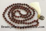 GNBS78 Hand-knotted 10mm red sandalwood 108 beads mala necklace with tassel & charm