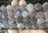 HABS23 15 inches 12mm faceted hexagon purple aventurine beads wholesale