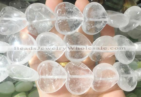 HGBS101 15 inches 28mm heart white crystal beads gemstone wholesale