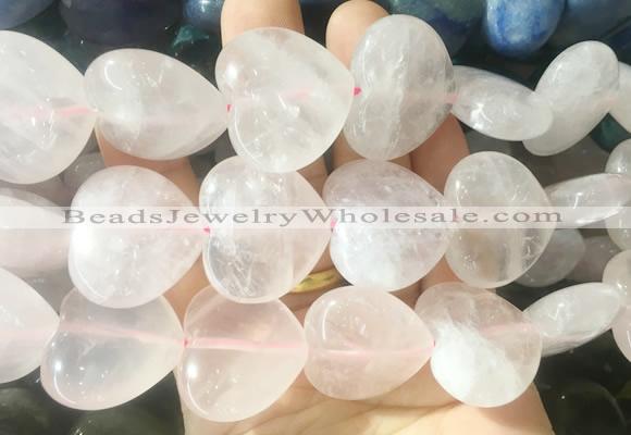 HGBS102 15 inches 28mm heart rose quartz gemstone beads wholesale