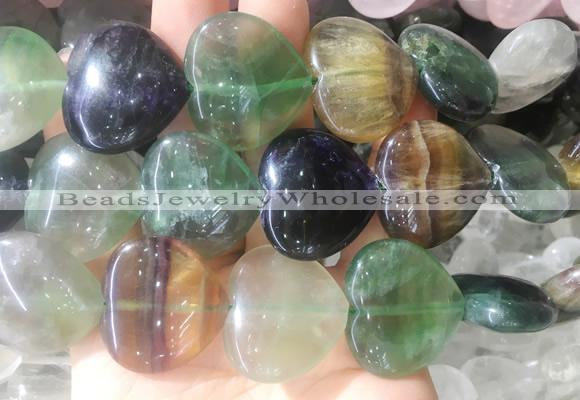 HGBS103 15 inches 28mm heart fluorite gemstone beads wholesale