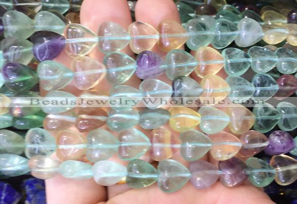 HGBS110 15 inches 10mm heart fluorite gemstone beads wholesale