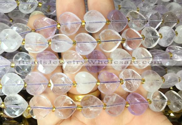 HGBS117 15 inches 12mm faceted heart amethyst beads wholesale