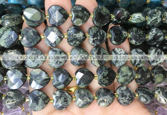 HGBS123 15 inches 12mm faceted heart kambaba jasper beads wholesale