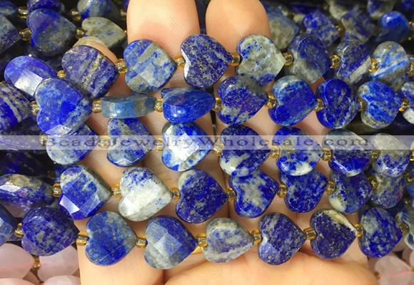 HGBS131 15 inches 12mm faceted heart Lapis lazuli beads wholesale