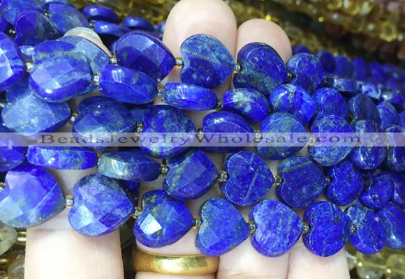 HGBS132 15 inches 12mm faceted heart Lapis lazuli beads wholesale