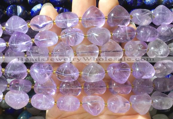 HGBS148 15 inches 15mm heart amethyst gemstone beads wholesale