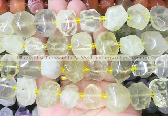 LQBS01 15 inches 12*16mm - 13*18mm faceted nuggets lemon quartz beads