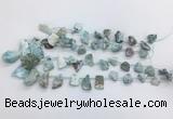 LRBS02 Top drilled 12*16mm - 20*25mm freeform larimar gemstone beads