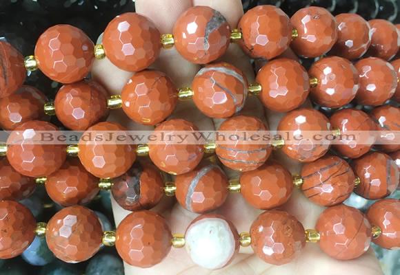 LSBS08 15 inches 16mm faceted round red jasper beads wholesale