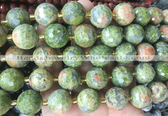 LSBS10 15 inches 16mm faceted round unakite beads wholesale