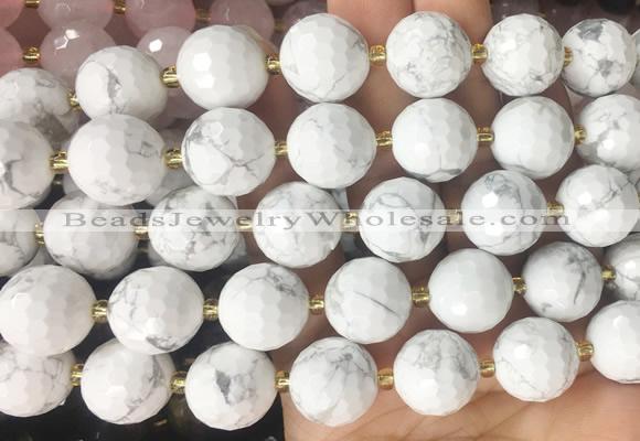LSBS18 15 inches 16mm faceted round white howlite beads wholesale