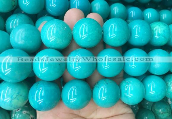 LSBS183 15 inches 20mm round green howlite turquoise beads wholesale