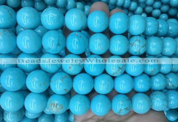LSBS188 15 inches 16mm round blue howlite turquoise beads wholesale
