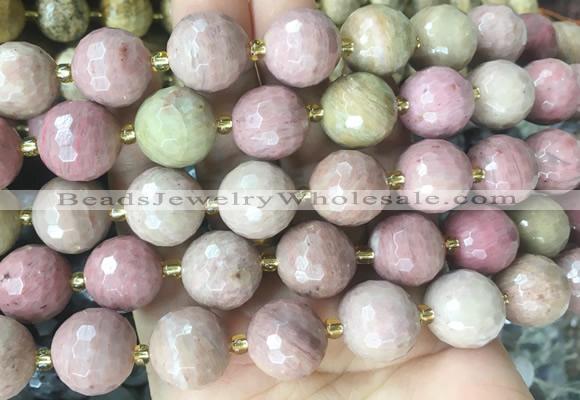 LSBS20 15 inches 16mm faceted round pink wooden jasper beads wholesale