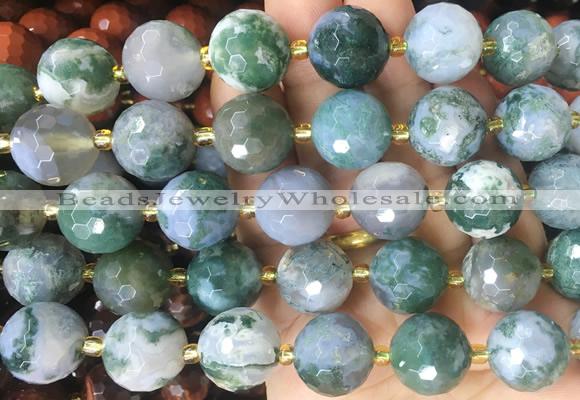 LSBS21 15 inches 16mm faceted round moss agate beads wholesale